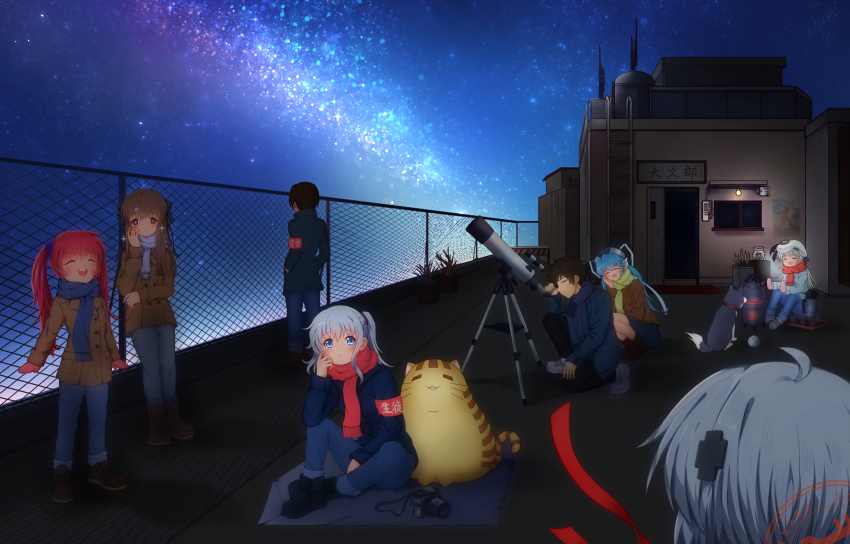 +_+, 2boys, 6+girls, :d, ^_^, absurdres, air_(visual_novel), alternate_costume