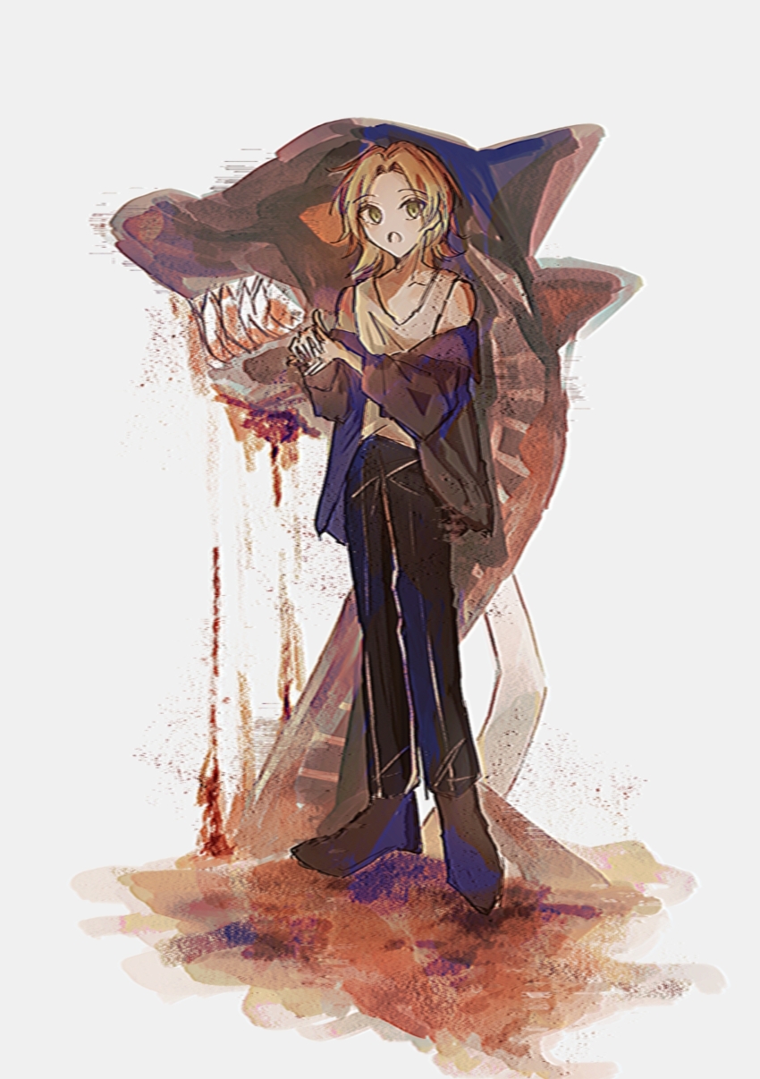 1boy, absurdres, black_jacket, black_pants, black_shoes, blood, chinese_commentary, commentary_request