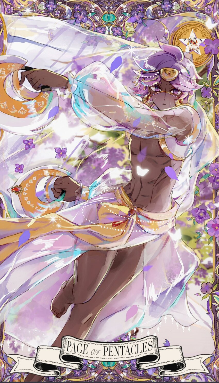 1boy, arabian_clothes, bare_legs, bare_shoulders, colored_eyelashes, cookie_run, cookie_run:_ovenbreak, dark-skinned_male