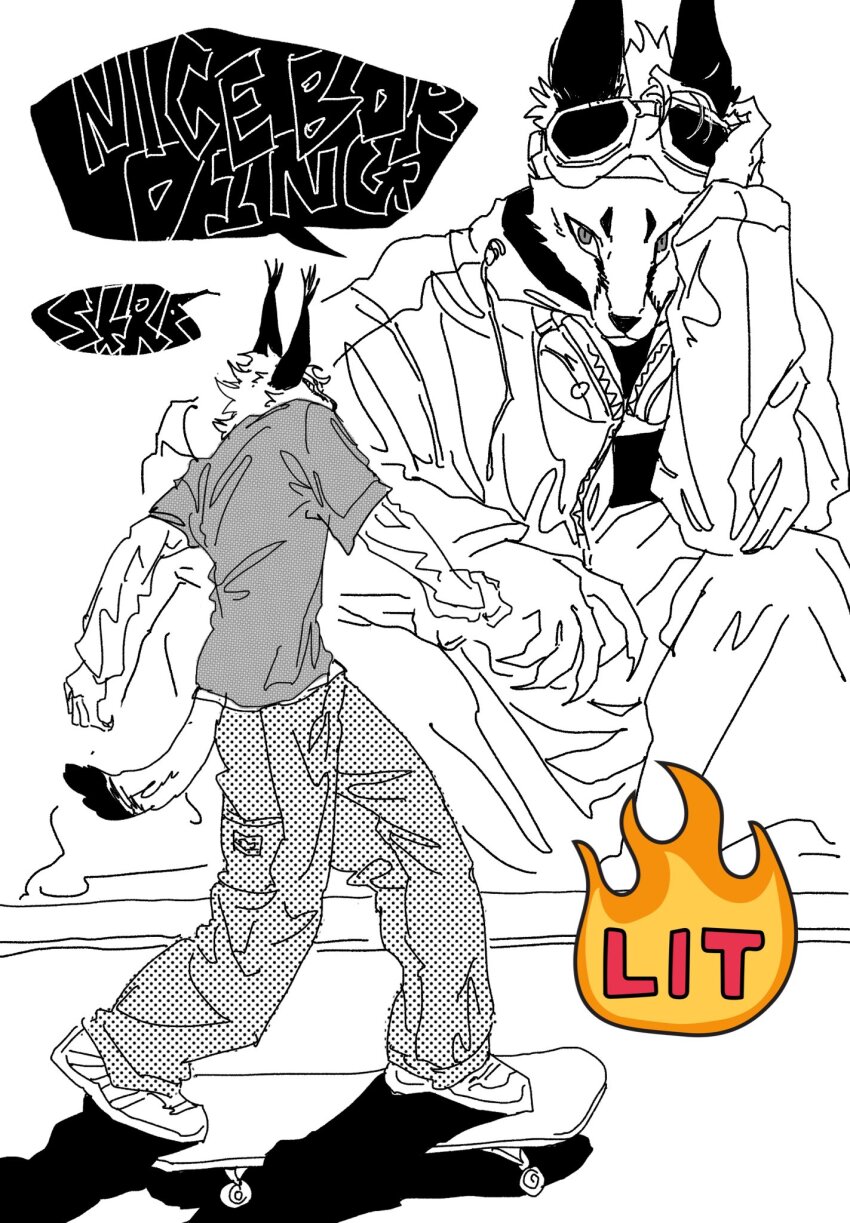 1boy, animal_ears, baggy_pants, body_fur, boss_00, cat_boy, cat_ears, cat_tail