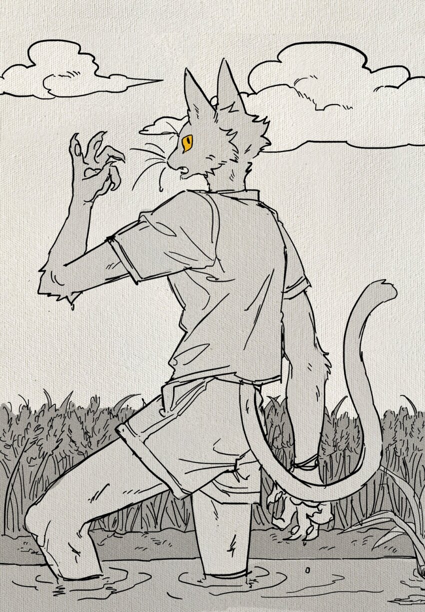 1boy, animal_ears, body_fur, boss_00, cat_boy, cat_ears, cat_tail, claws