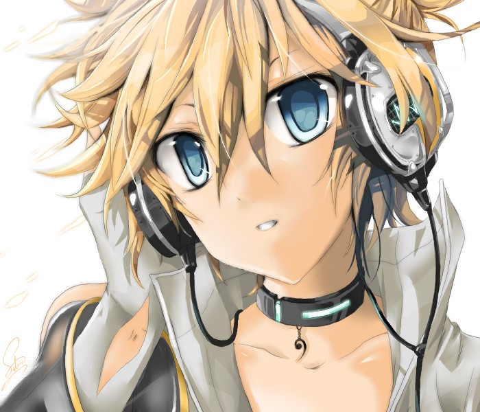 1boy, bad_id, bad_pixiv_id, blonde_hair, blue_eyes, headphones, kagamine_len, kagamine_len_(append)
