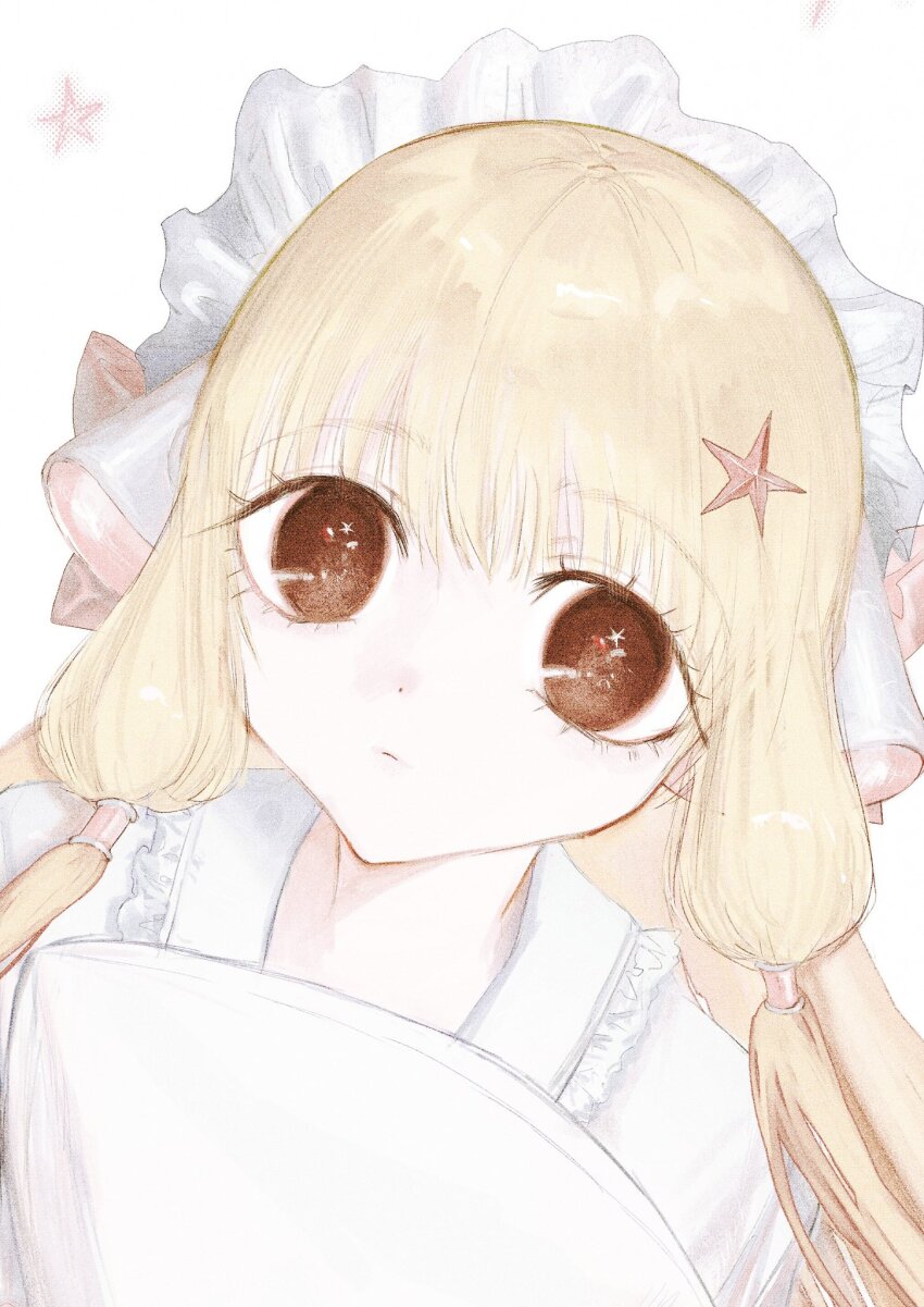 1girl, bad_id, bad_twitter_id, blonde_hair, brown_eyes, chii, chobits, closed_mouth