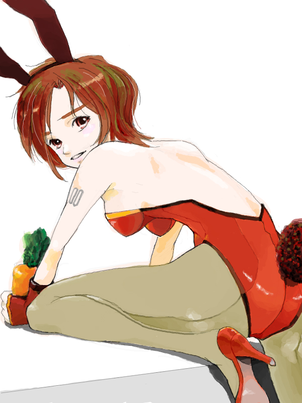 1girl, animal_ears, backless_outfit, bad_id, bad_pixiv_id, bare_back, breasts, brown_eyes