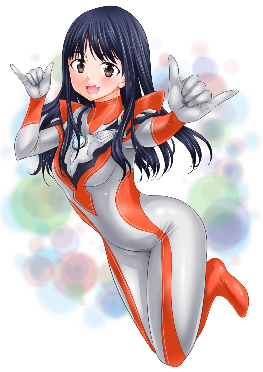 1girl, abe_tsukumo, animification, black_hair, blush, bodysuit, boots, breasts