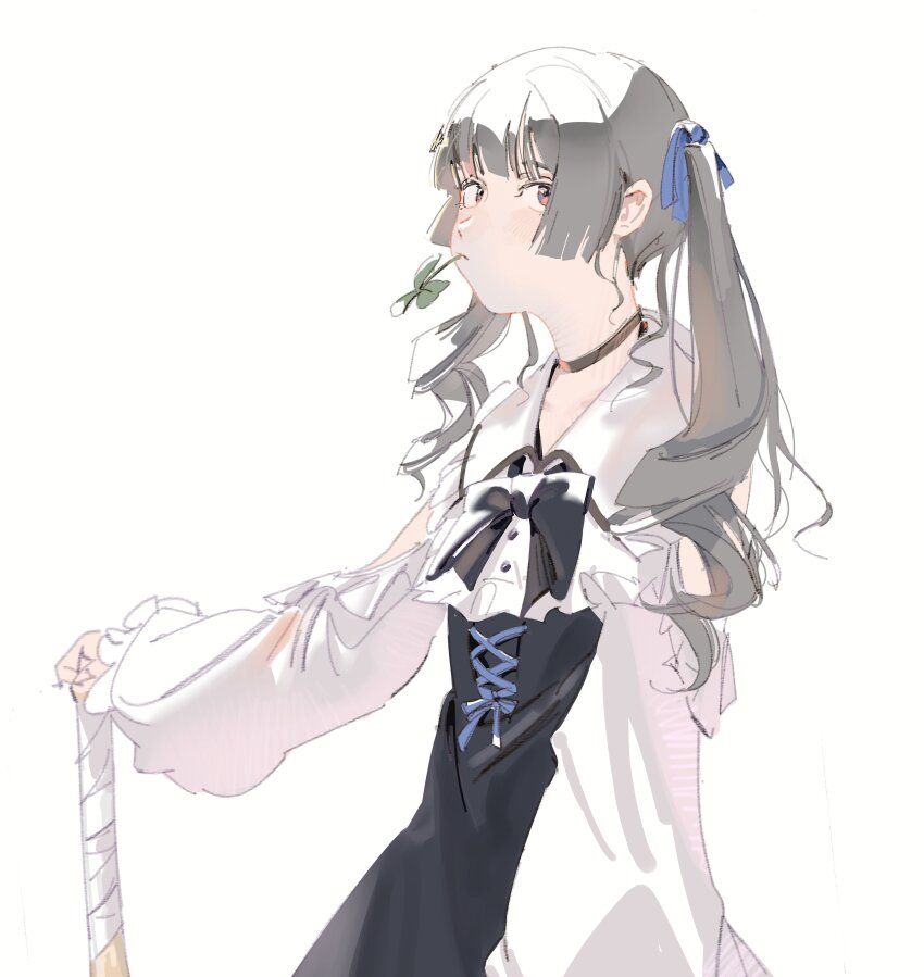 1girl, absurdres, arm_at_side, baseball_bat, black_choker, black_skirt, choker, closed_mouth