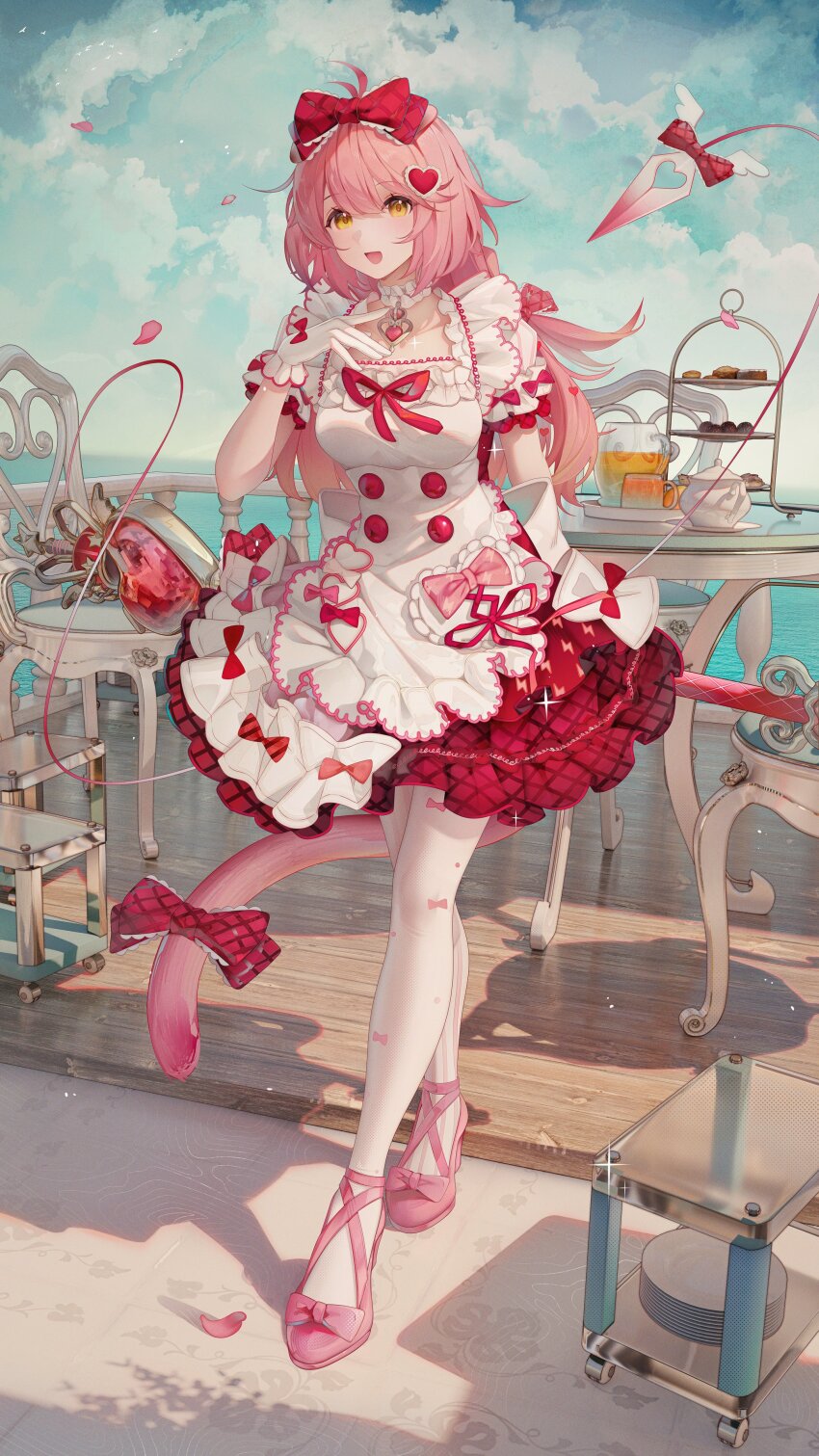 1girl, absurdres, animal_ears, arknights, binggong_asylum, bow, breasts, choker