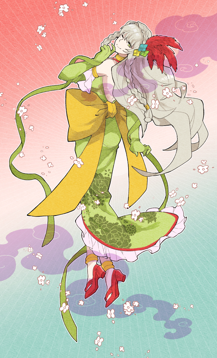 1girl, backless_dress, backless_outfit, blonde_hair, bow, braid, crown_braid, crtr_melco