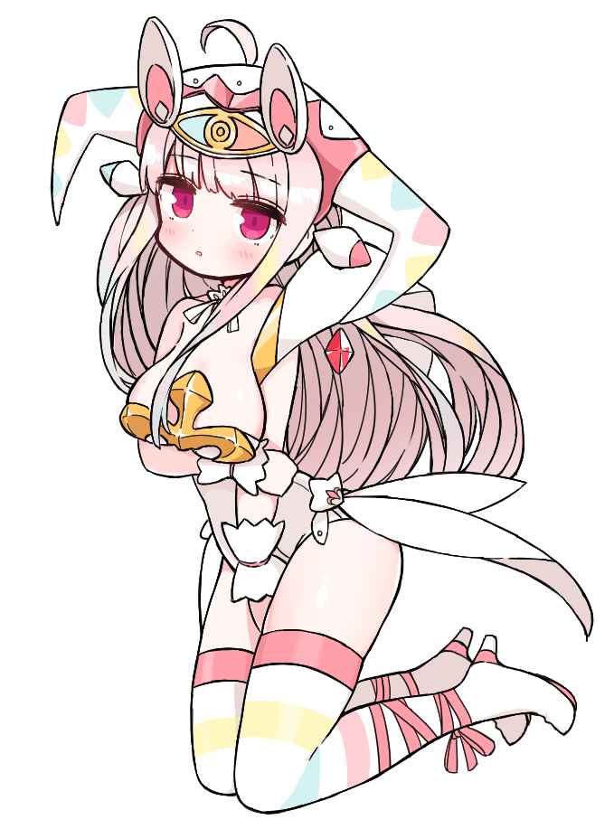 1girl, ahoge, arm_under_breasts, beatmania_iidx, beatmania_iidx_22_pendual, bemani, blush, boots