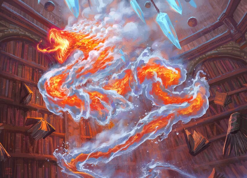 andrewkmar, animal_focus, book, bookshelf, breath_weapon, breathing_fire, commentary, crystal