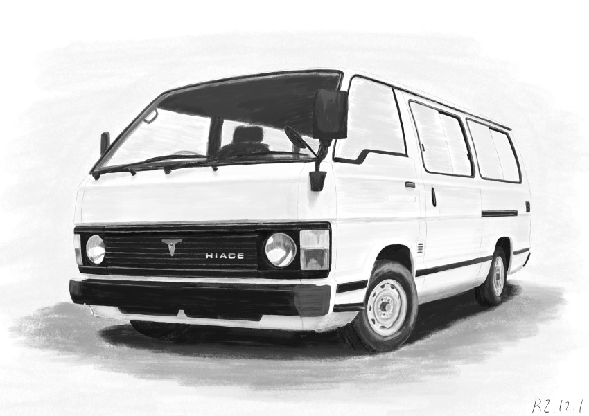 absurdres, greyscale, highres, ma-ra_shinja_4, monochrome, motor_vehicle, no_humans, original