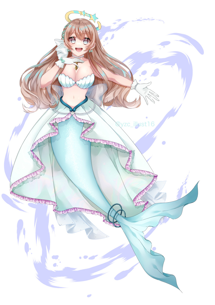 1girl, :d, absurdres, bare_shoulders, bead_tail_ornament, bikini, braid, breasts