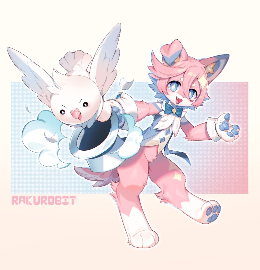 1boy, :3, :d, absurdres, bird, blue_eyes, blue_hair, bow