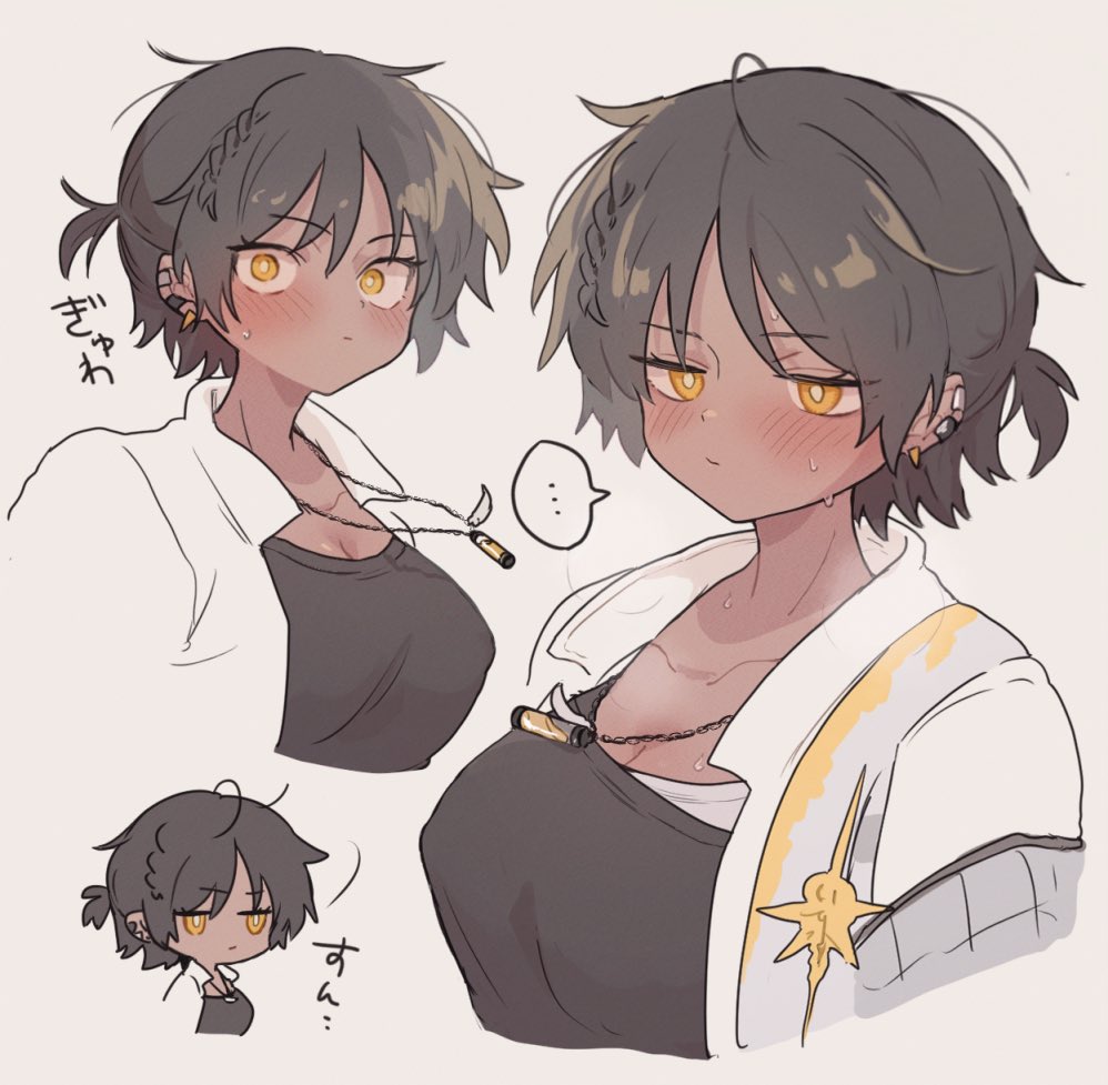 ..., 1girl, alraune, arknights, arouni22, black_hair, black_shirt, blush