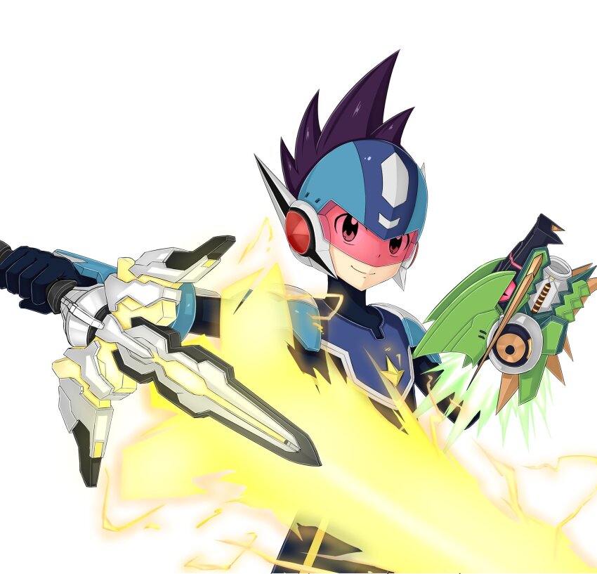 abyss_arts, arm_cannon, assault_visor, black_bodysuit, blue_helmet, bodysuit, brown_eyes, brown_hair