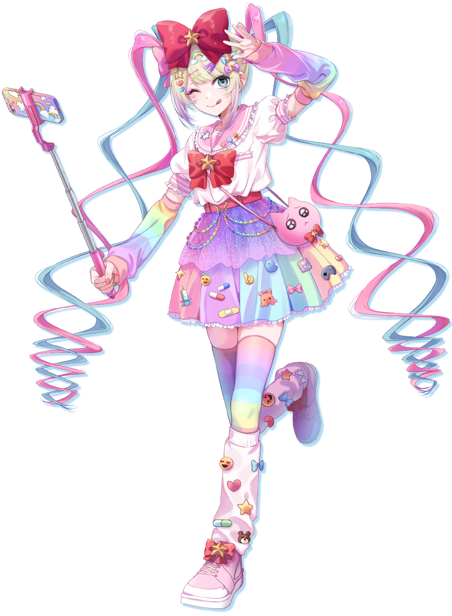 1girl, arm_warmers, artist_request, bag, belt, blue_eyes, blue_hair, bow