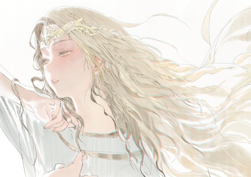 1boy, absurdres, androgynous, blonde_hair, circlet, elden_ring, floating_hair, gold_circlet