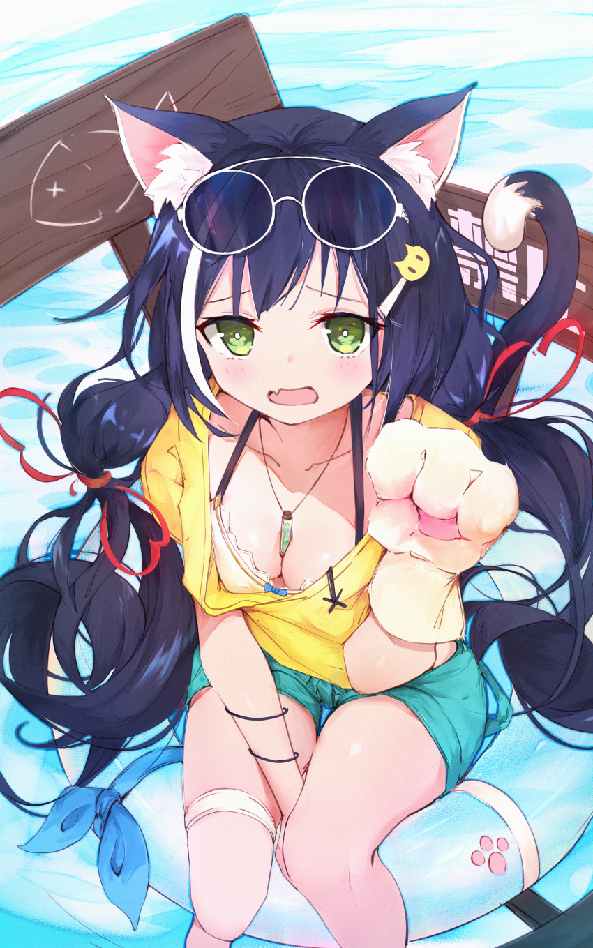 1girl, 999kun, absurdres, alternate_costume, animal_ear_fluff, animal_ears, animal_hands, arm_between_legs