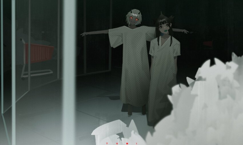 absurdres, artemis_of_the_blue, blue_tongue, colored_tongue, dark_background, glowing, glowing_eyes, highres