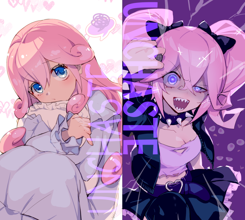 1girl, :d, absurdres, black_bow, black_jacket, black_skirt, blue_eyes, bow