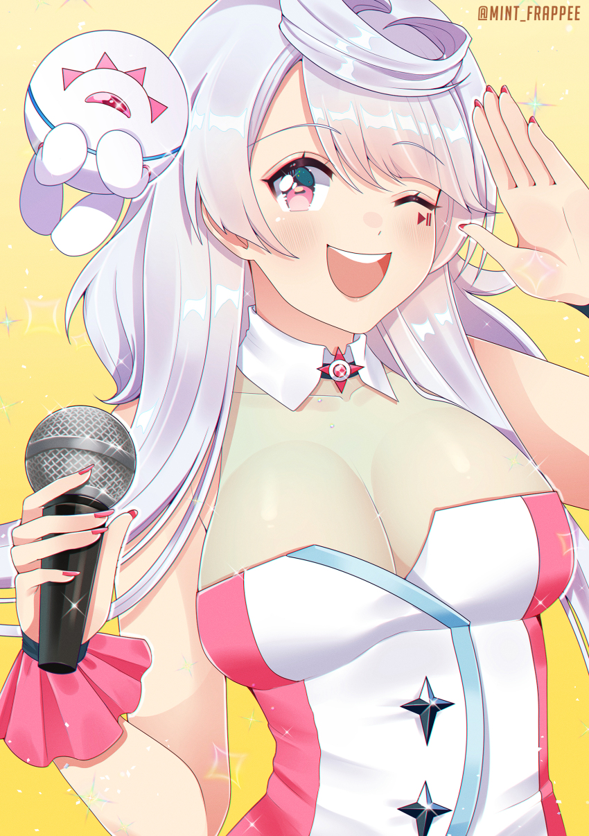 1girl, 1other, absurdres, artist_name, birthday, breasts, cleavage, commentary