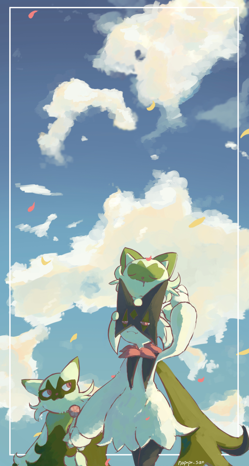 2others, :3, absurdres, animal_ears, animal_nose, arm_at_side, arm_up, artist_name