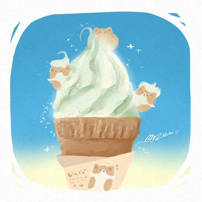 animal, dog, food, food_focus, ice_cream, ice_cream_cone, in_food, no_humans