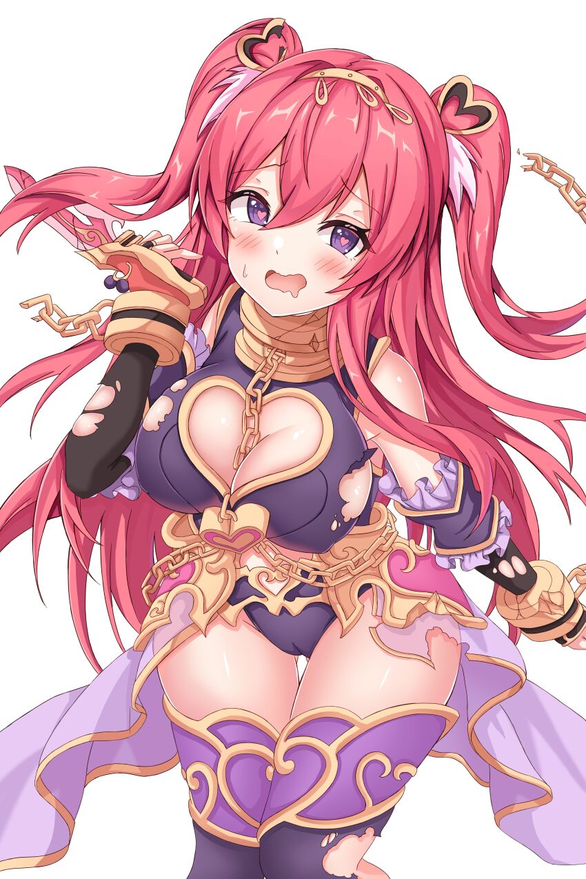 1girl, absurdres, blush, breasts, broken, broken_chain, cameltoe, chain