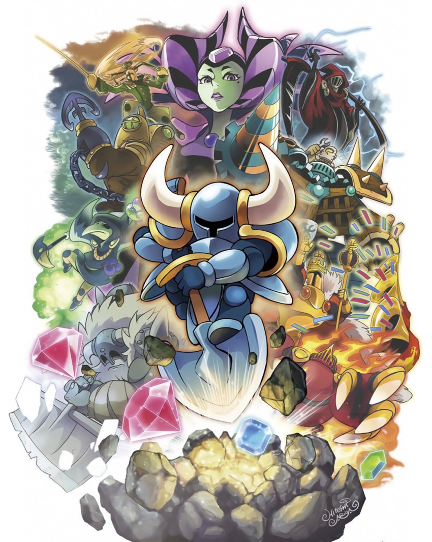 1girl, 6+boys, anchor, ariga_hitoshi, armor, beard, black_hair, claws