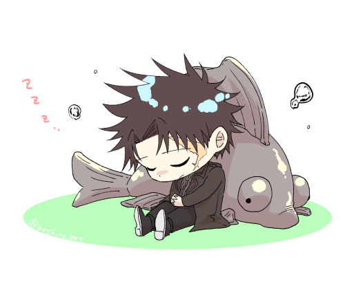 1boy, aoshiro_(aoshiro_bee), black_hair, bubble, chibi, chibi_only, closed_eyes, closed_mouth