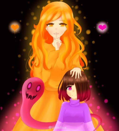 2girls, agate_lightvale, akumu_(glitchtale), alternate_universe, bete_noire, black_background, brown_hair, dress