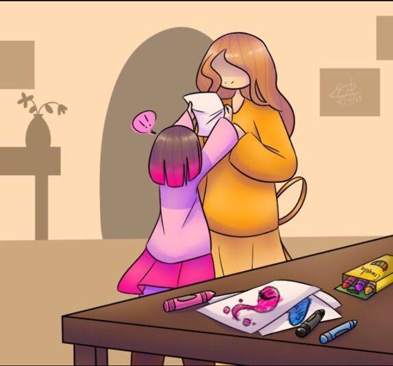 agate_lightvale, akumu_(glitchtale), bete_noire, brown_hair, crayon, crayon_arts, crayon_drawing, framed