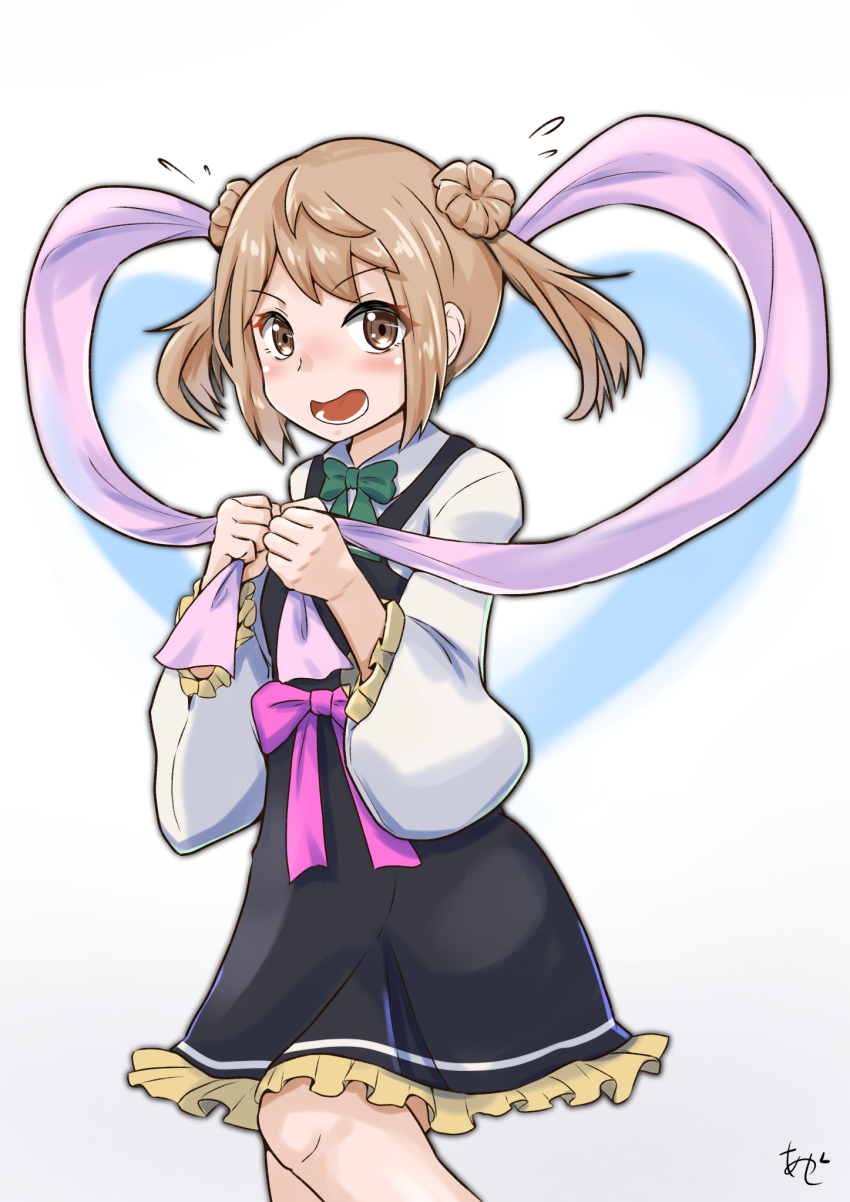 adapted_costume, akashieru, black_dress, bow, bowtie, brown_eyes, collared_shirt, cosplay