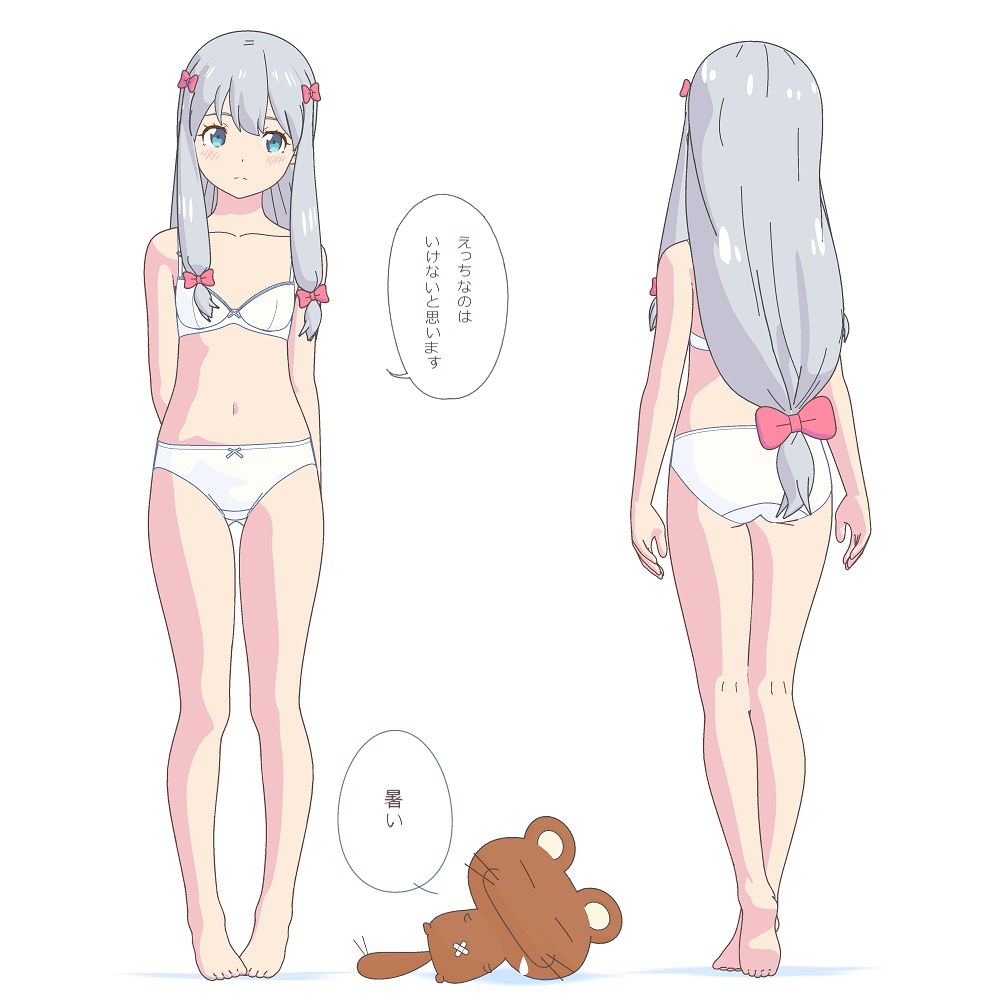 1girl, bad_id, bad_twitter_id, barefoot, blue_bow, blue_eyes, bow, bow_panties