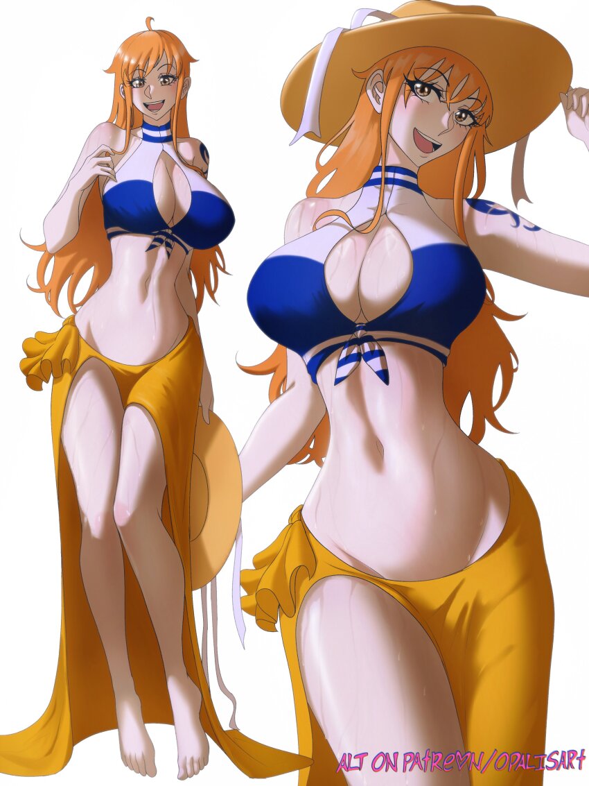 1girl, :d, absurdres, adapted_costume, alternate_costume, bare_shoulders, bikini, blush