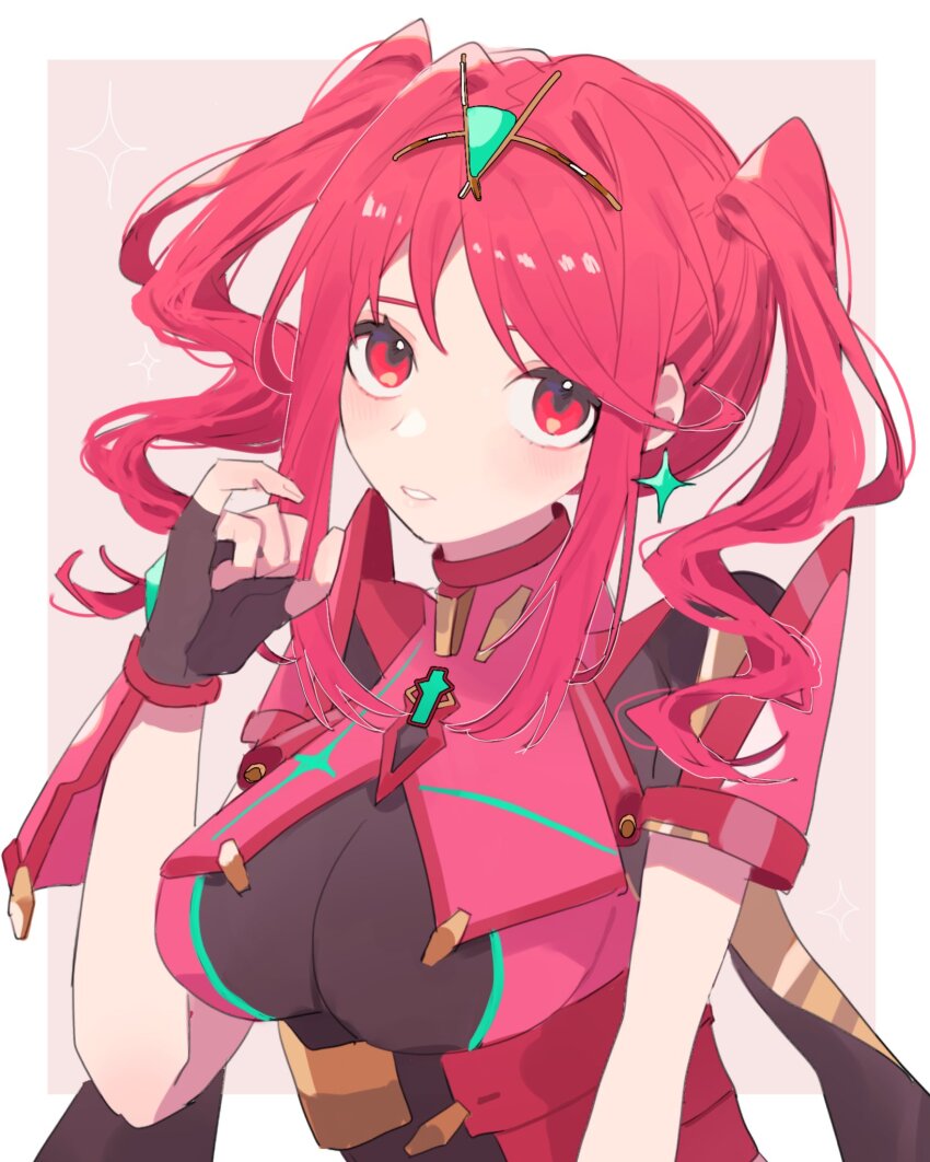 alternate_hairstyle, breasts, cheese_dakke, chest_jewel, core_crystal_(xenoblade), headpiece, highres, large_breasts