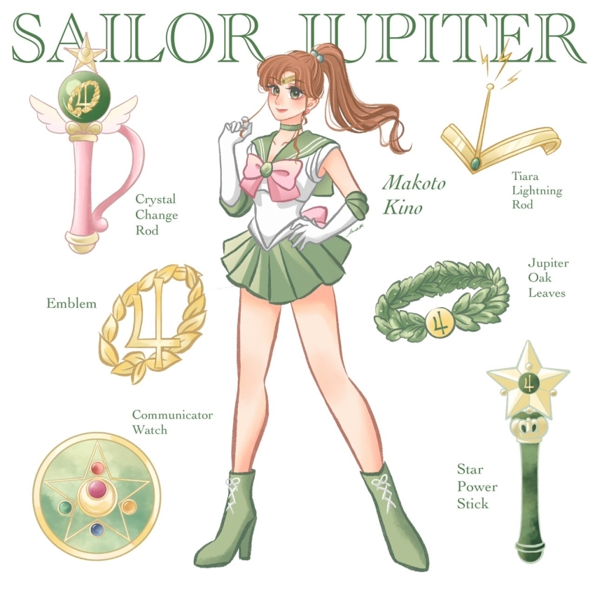 1girl, back_bow, bishoujo_senshi_sailor_moon, boots, bow, bowtie, brown_hair, character_name