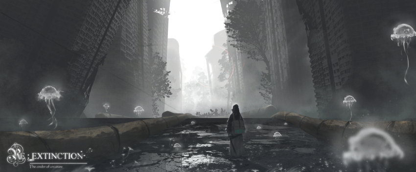 1other, absurdres, bag, commentary, copyright_name, dress, english_commentary, english_text