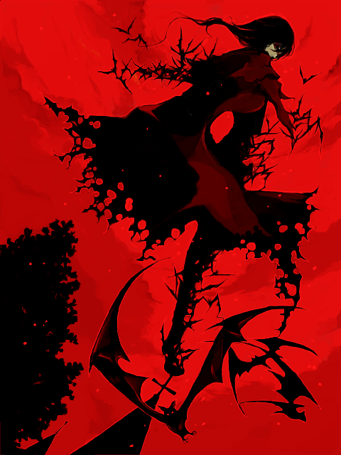 1boy, alucard_(hellsing), bat_(animal), black_hair, coat, hellsing, looking_back, male_focus