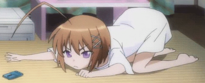 10s, 1girl, ahoge, animated, animated_gif, barefoot, female_focus, haruna_(korezom), kore_wa_zombie_desu_ka?, masou_shoujo, phone, purple_eyes, shirt, solo, table