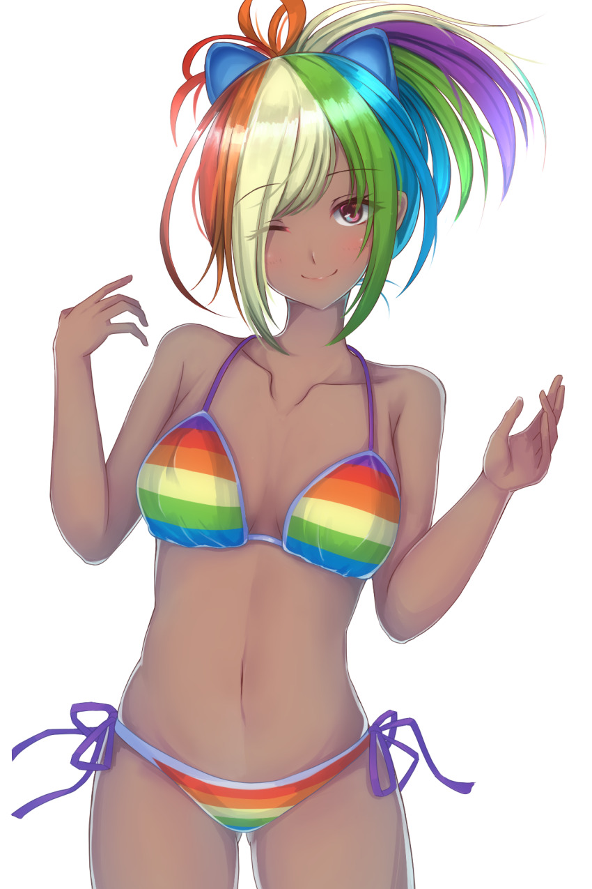 1girl, alternate_costume, animal_ears, bikini, blush, breasts, collarbone, commentary_request