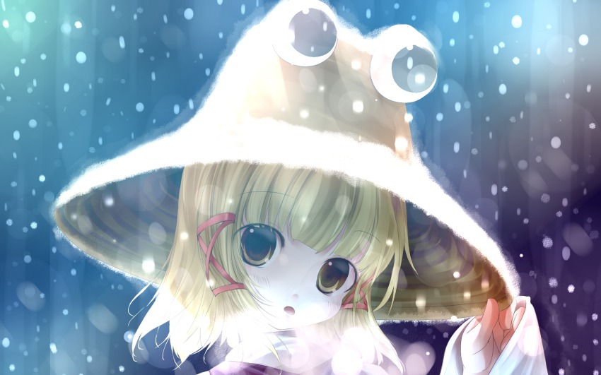 1girl, bad_id, bad_pixiv_id, blonde_hair, female_focus, hand_on_headwear, hat, highres