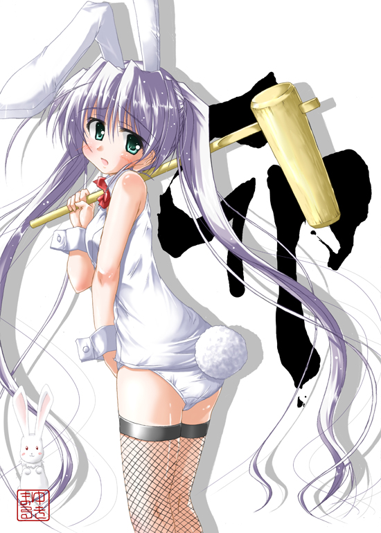 1girl, animal_ears, bow, bowtie, female_focus, fishnet_thighhighs, fishnets, fortune_arterial