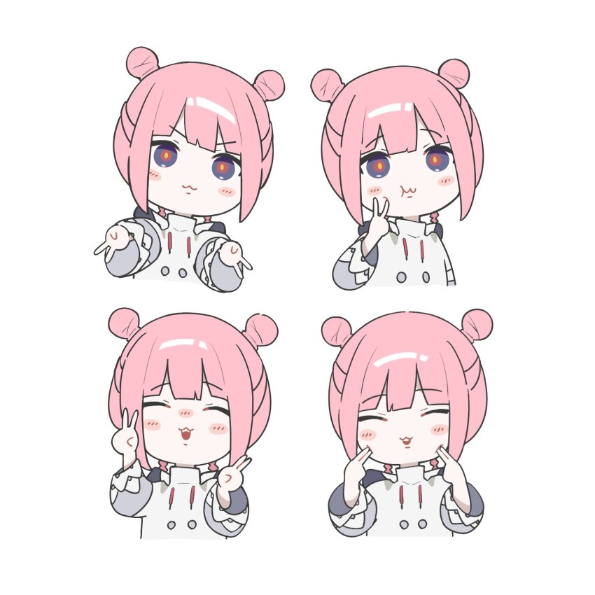 1girl, :3, blue_eyes, blush, braid, chibi, chiikawa, chiikawa_four_expressions_(meme)