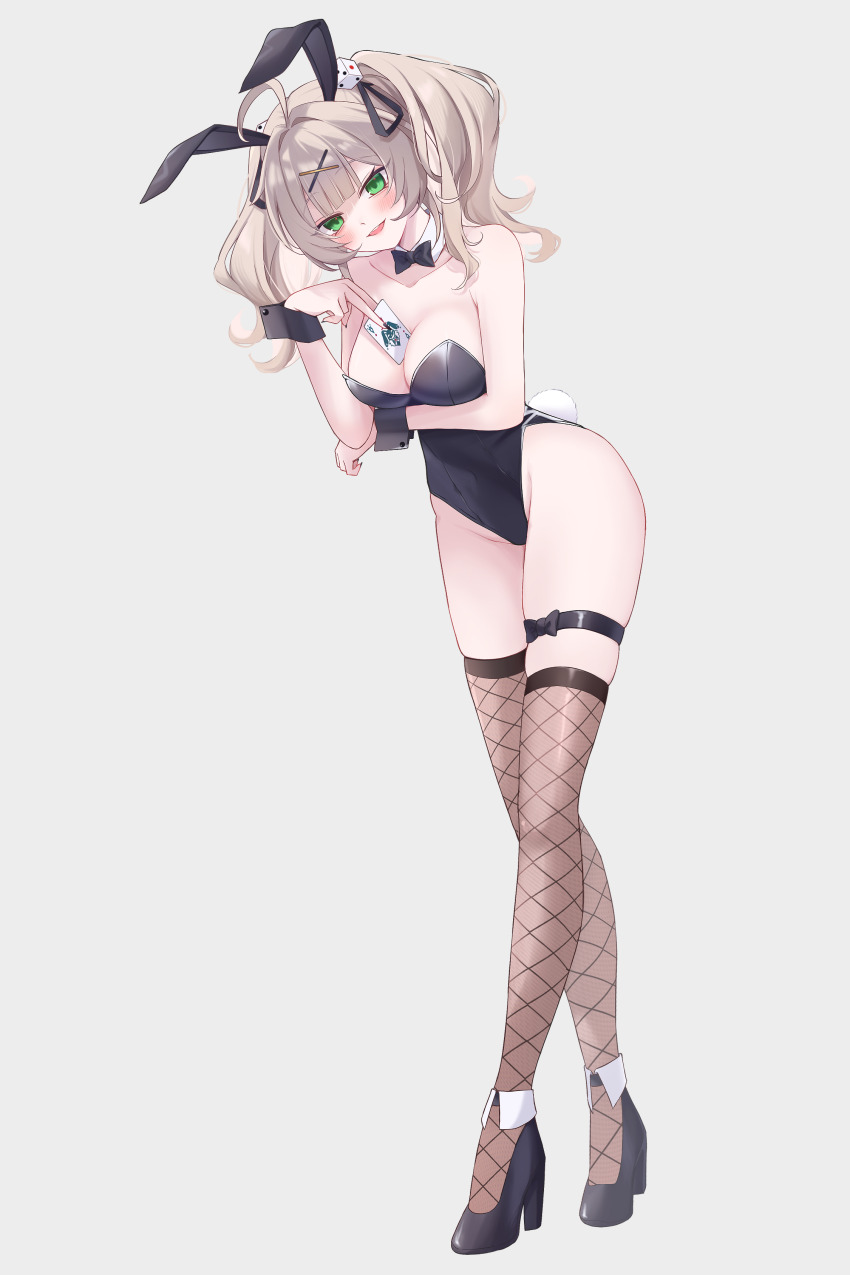 1girl, :d, absurdres, ahoge, animal_ears, ankle_cuffs, bare_arms, bare_shoulders