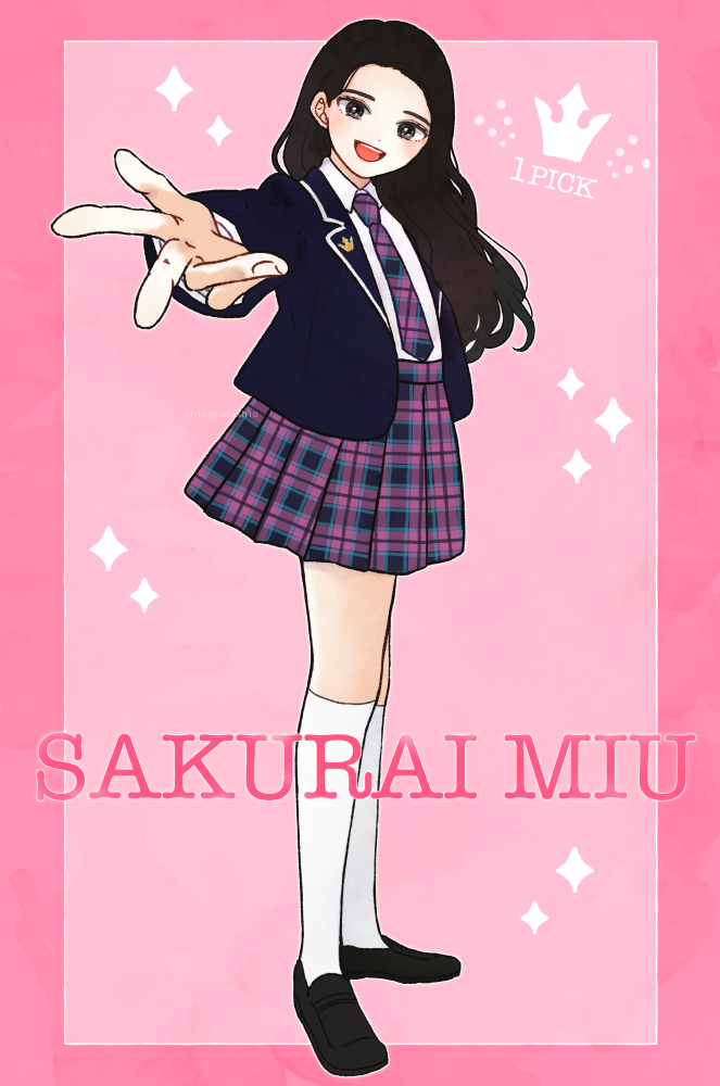 1girl, animification, black_eyes, black_hair, blazer, blue_jacket, character_name, collared_shirt