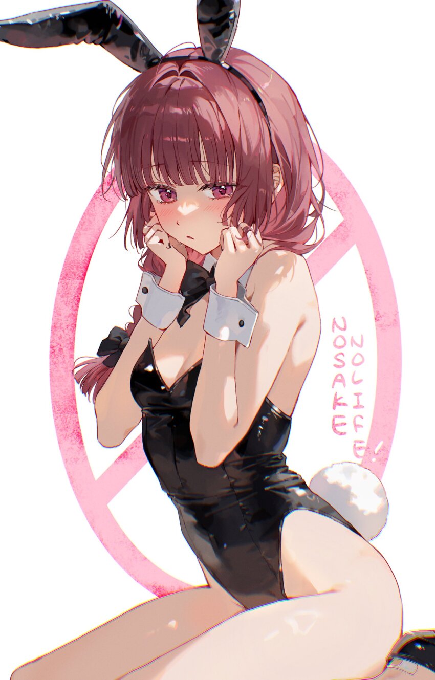 1girl, absurdres, animal_ears, bandaid, bandaid_on_foot, black_bow, black_bowtie, black_leotard