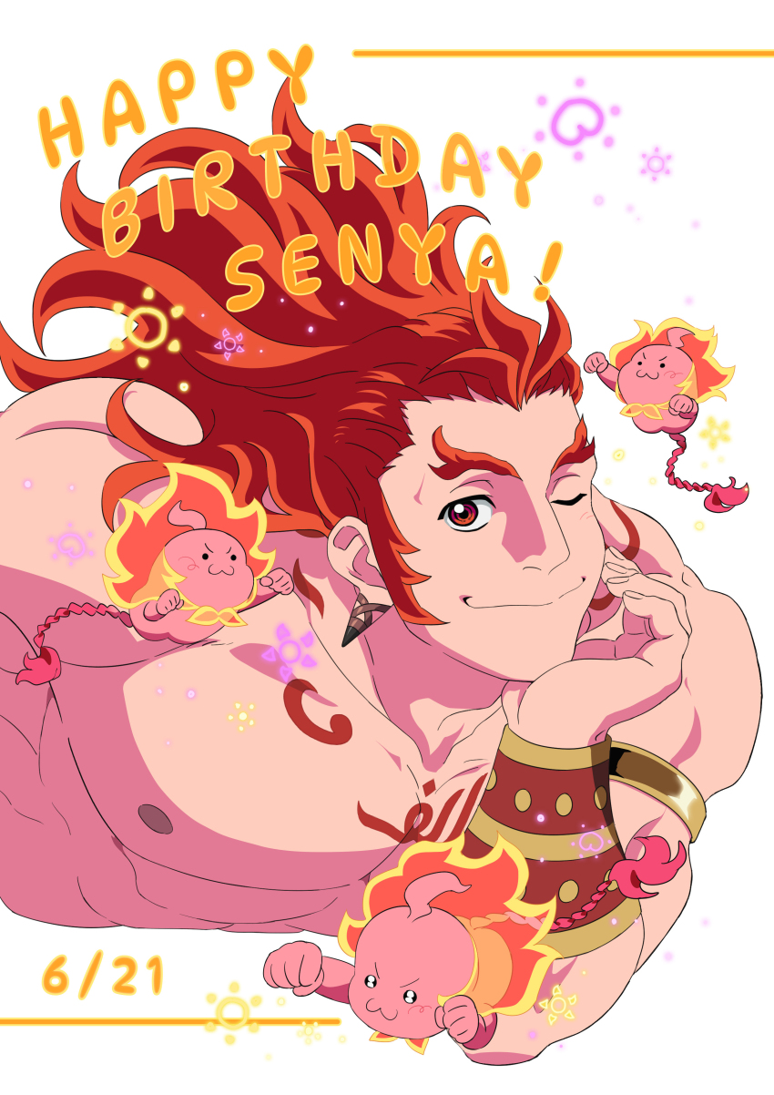 1boy, :3, absurdres, artist_request, bara, bucchigiri?!, dated, english_text