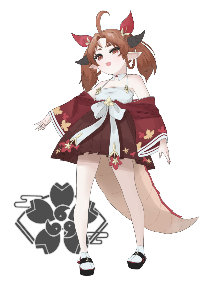 1girl, absurdres, ahoge, azur_lane, bare_shoulders, black_footwear, black_horns, braid