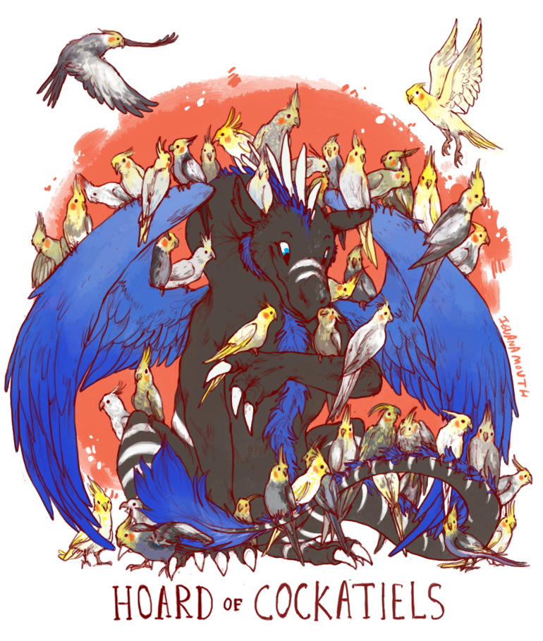 animal, animal_on_arm, animal_on_head, animal_on_leg, animal_on_shoulder, animal_on_tail, artist_name, bird